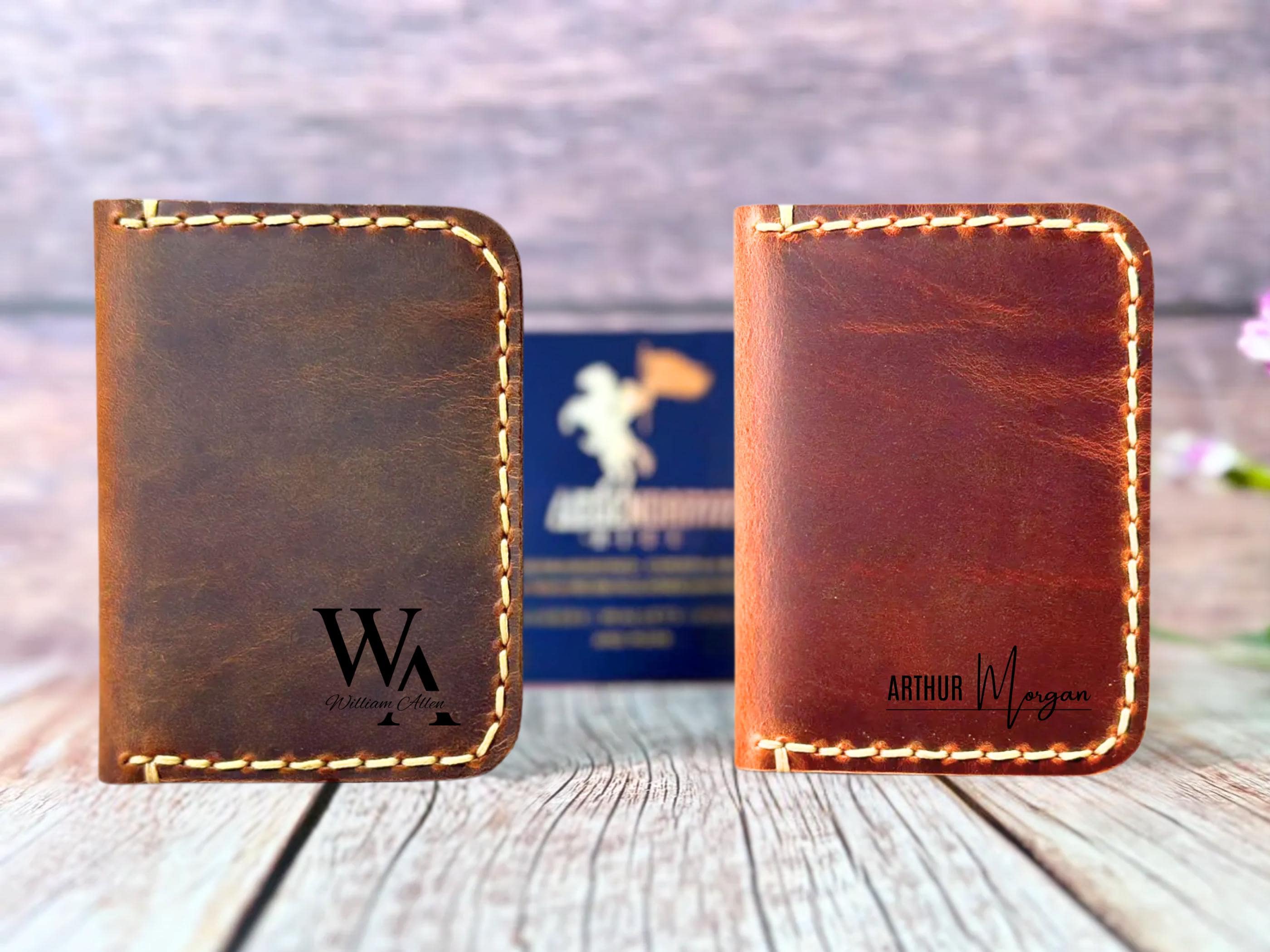 Leather Men's Wallet, Small Front Pocket Wallet, Minimalist Leather Card Holder