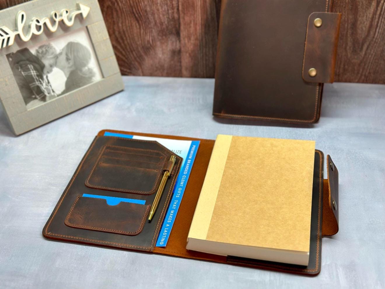 3X Lignt Brown Personalized Refillable Leather Journal lined + inside engraving and with rush express shipping
