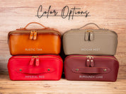Luxury Personalized Leather Makeup Bag – Custom Cosmetic Organizer for Travel & Everyday Use, Laser Engraved Travel Bag for Her