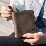 Custom Leather Wallet for Mom, Mother’s Day Gift for Wife or Grandma, Personalized Zipper Wallet with Name, Gift for Her from Daughter
