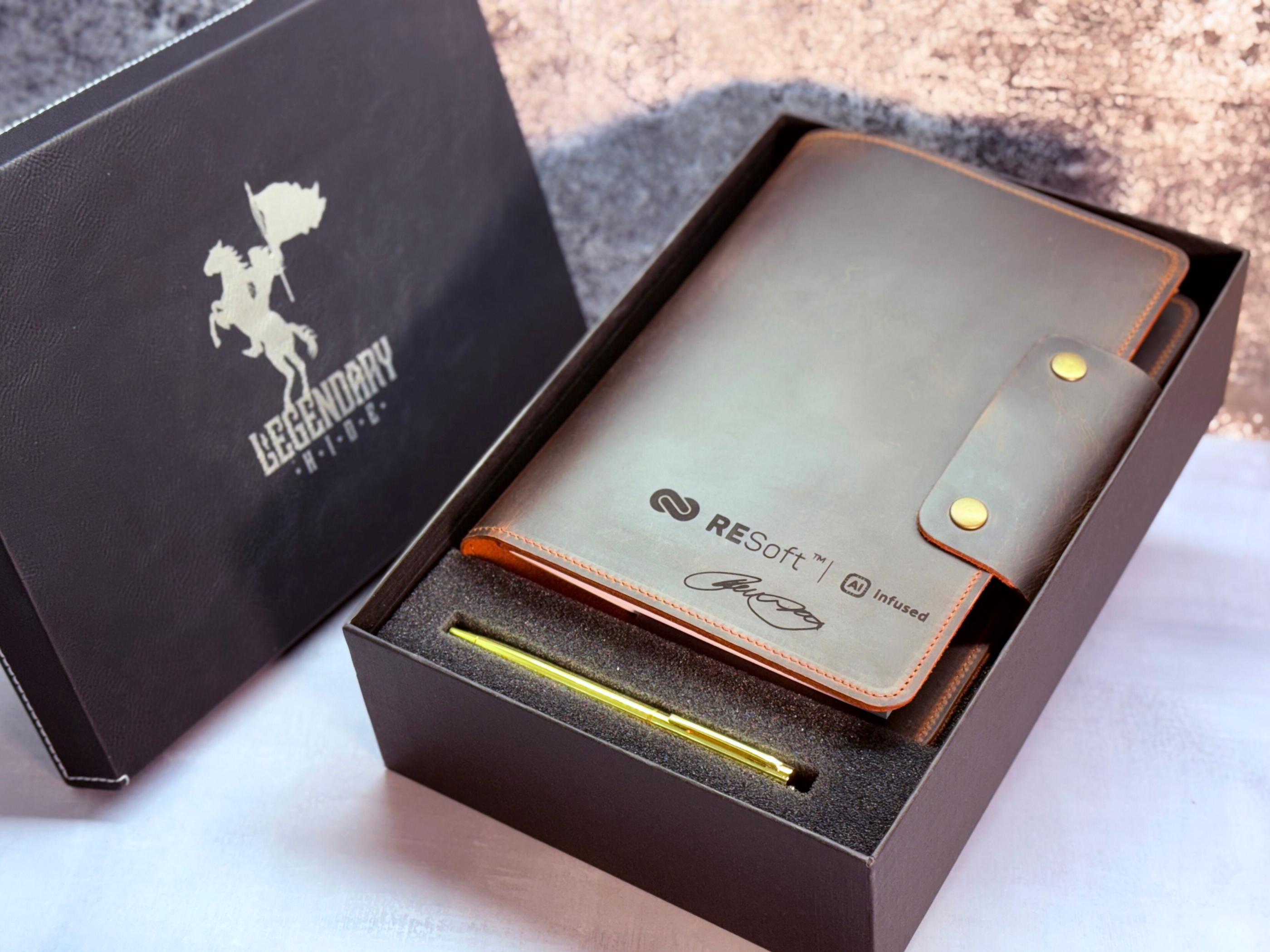 Personalized Leather Journal + Gift Box + Pen – Branded Gift Corporate Events