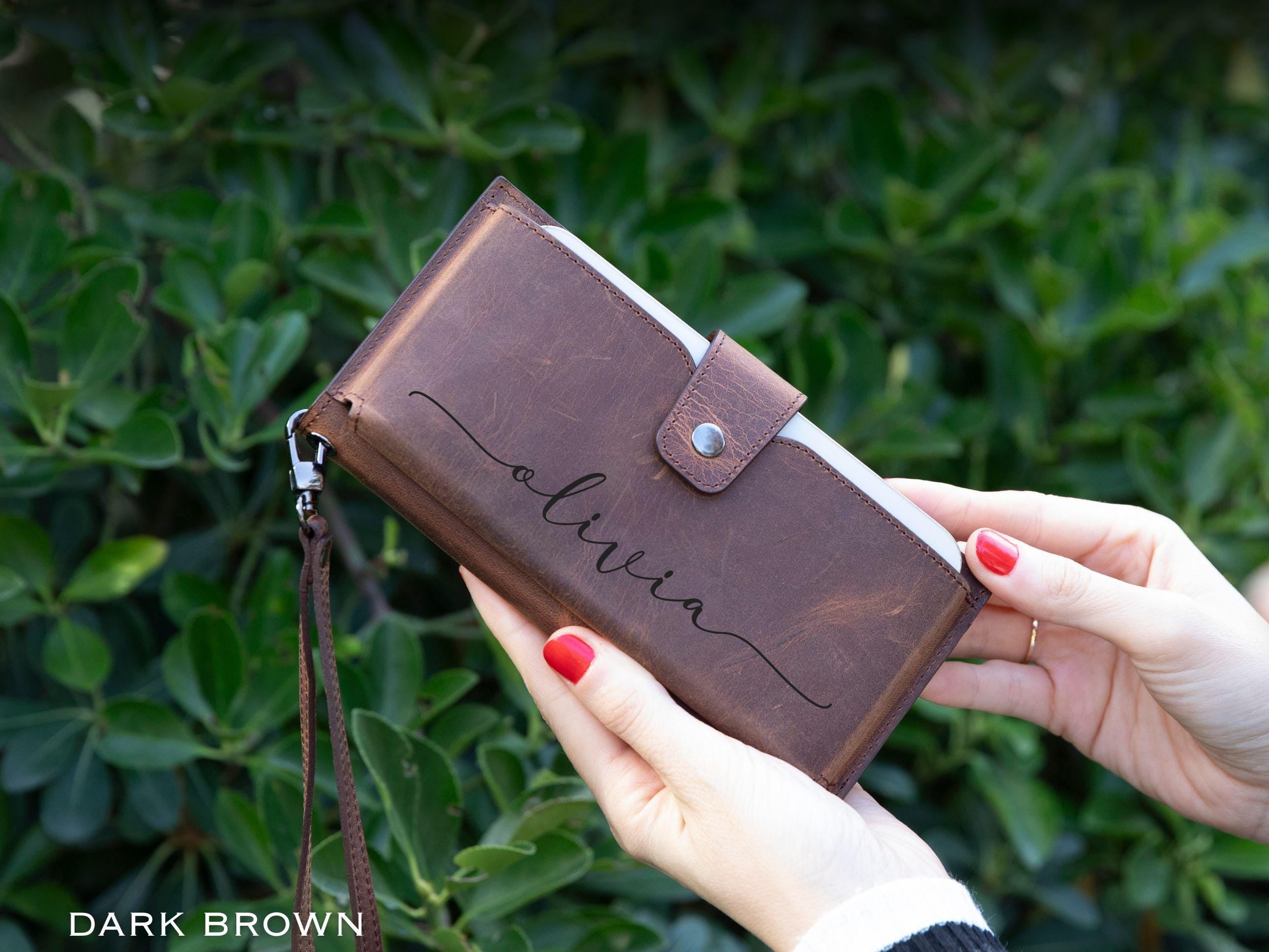 Leather Wallet with Phone Compartment, Modern Travel Accessory, Crossbody Phone Wallet, Leather Bag, Women's Purse