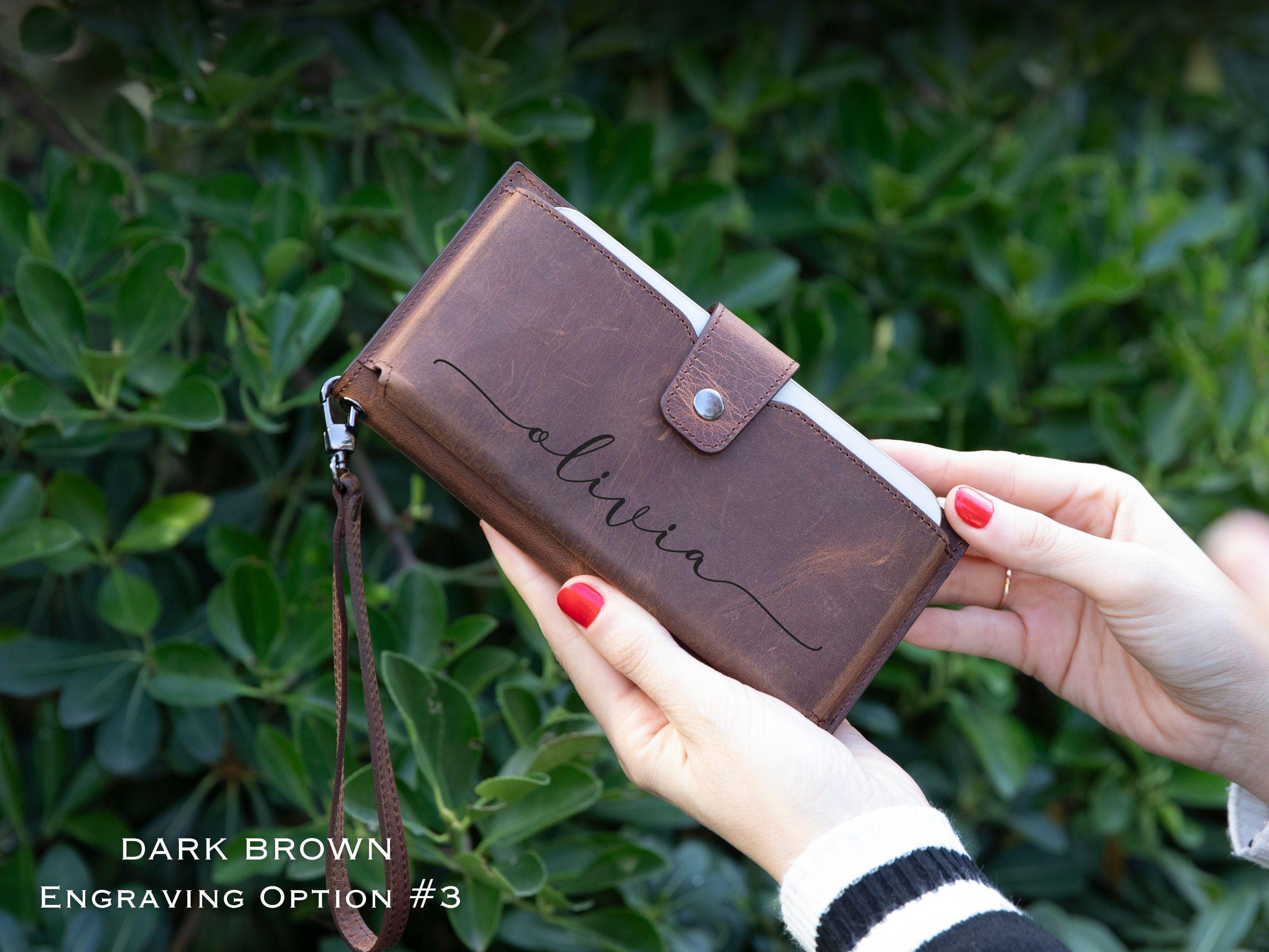 Leather Wallet with Phone Compartment, Modern Travel Accessory, Crossbody Phone Wallet, Leather Bag, Women's Purse