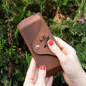 Leather Glasses Case with Snap Closure | Personalized, Full Grain Eyewear Protector | Nomad Leather Sunglasses Sleeve