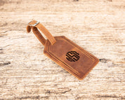 Monogram Leather AirTag Luggage Tag – Premium Personalized Travel ID, Tracker-Ready Gift for Jetsetters & Business Travelers