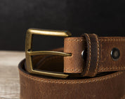 Detachable Buckle Buffalo Leather Belt – Full Grain Custom Belt for Him, Personalized Gift, 3rd Anniversary, Birthday Husband