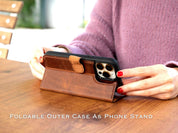 iPhone 16 Pro Leather Cover, 16 Pro Max Case, Leather Phone Wallet, MagSafe Compatible Modern Travel Phone Case