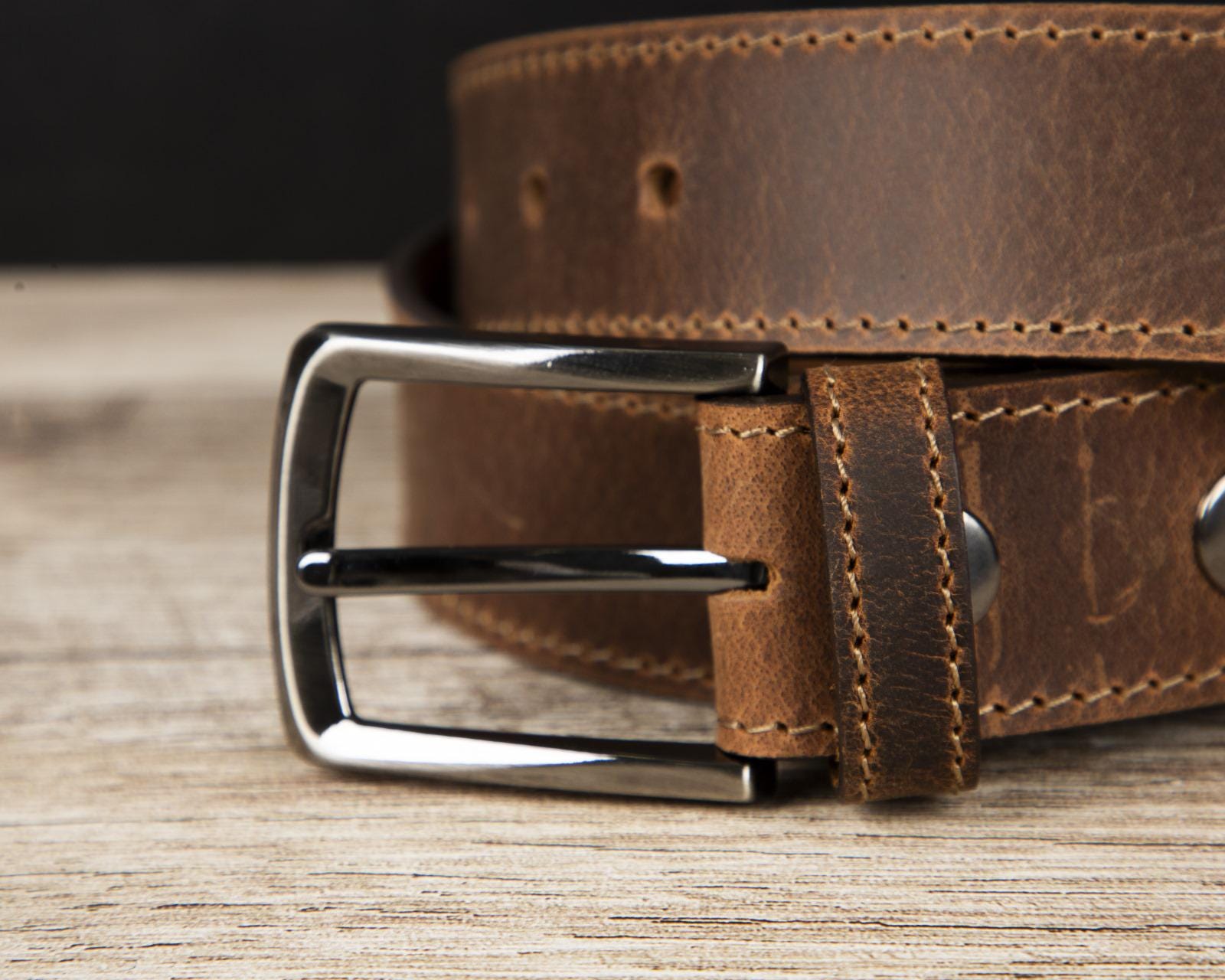 Detachable Buckle Buffalo Leather Belt – Full Grain Custom Belt for Him, Personalized Gift, 3rd Anniversary, Birthday Husband