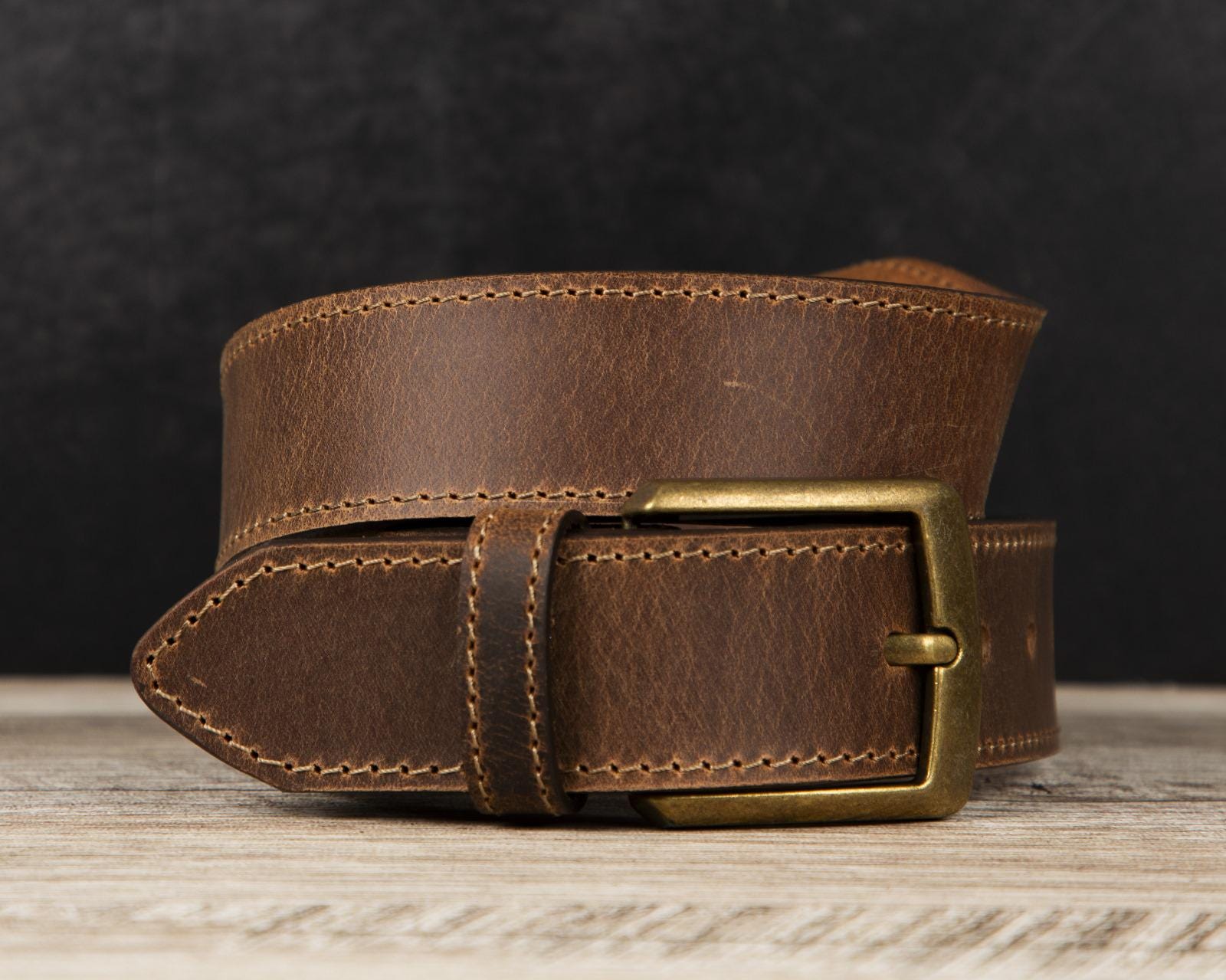Detachable Buckle Buffalo Leather Belt – Full Grain Custom Belt for Him, Personalized Gift, 3rd Anniversary, Birthday Husband