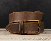 Detachable Buckle Buffalo Leather Belt – Full Grain Custom Belt for Him, Personalized Gift, 3rd Anniversary, Birthday Husband