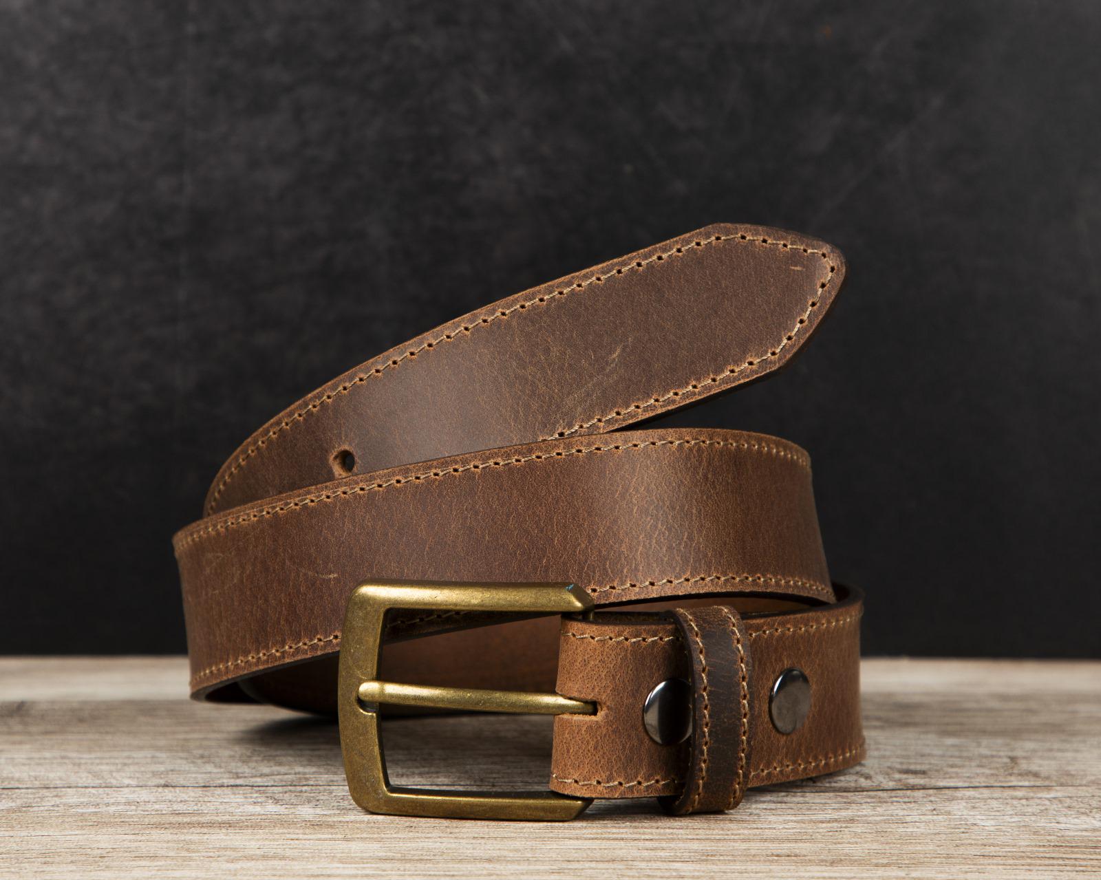 Detachable Buckle Buffalo Leather Belt – Full Grain Custom Belt for Him, Personalized Gift, 3rd Anniversary, Birthday Husband