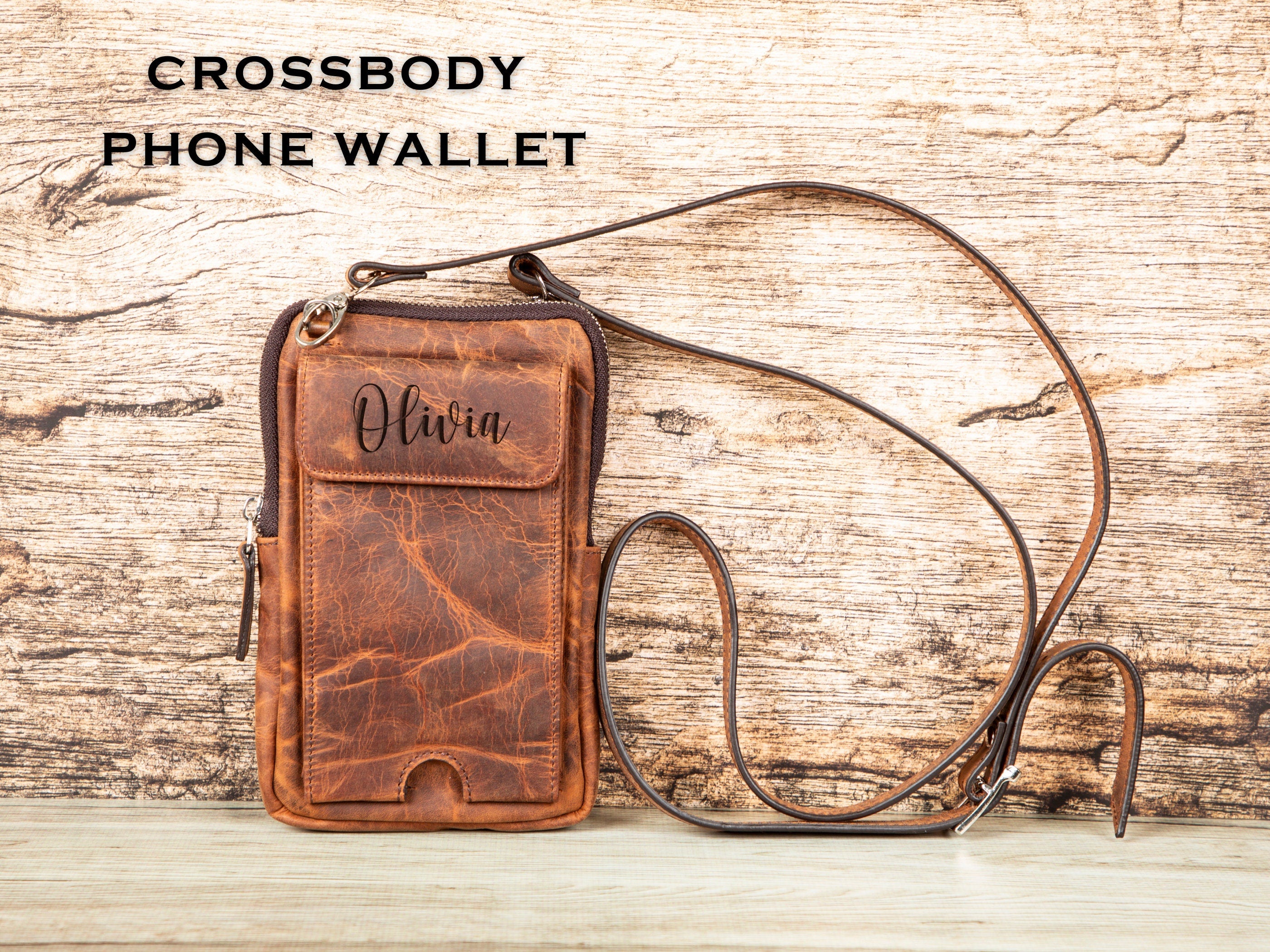 Crossbody Phone Wallet  | Phone Case with Strap | Leather Wallet with large size phone pocket