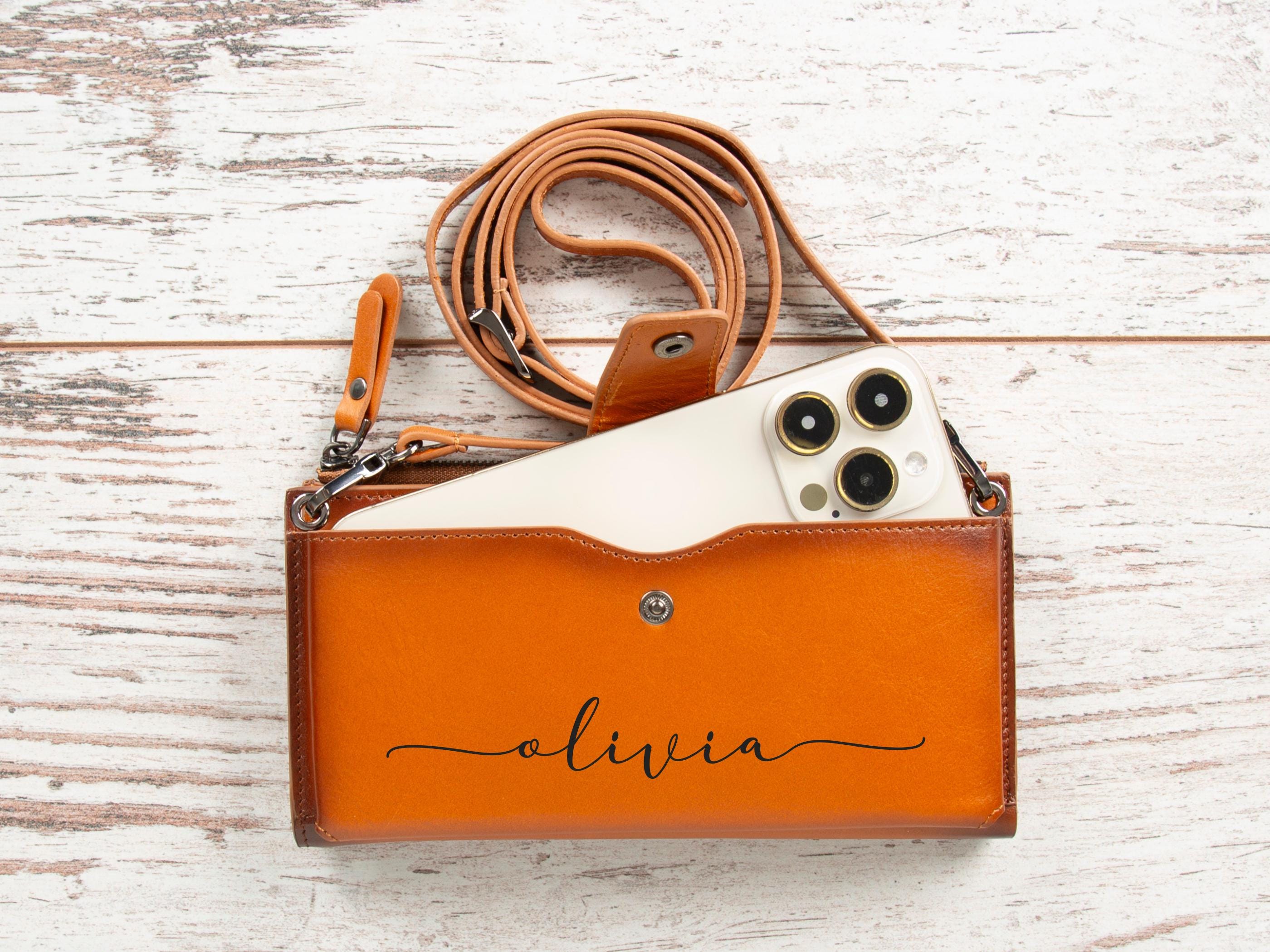 Leather Wallet with Phone Compartment, Modern Travel Accessory, Crossbody Phone Wallet, Leather Bag, Women's Purse