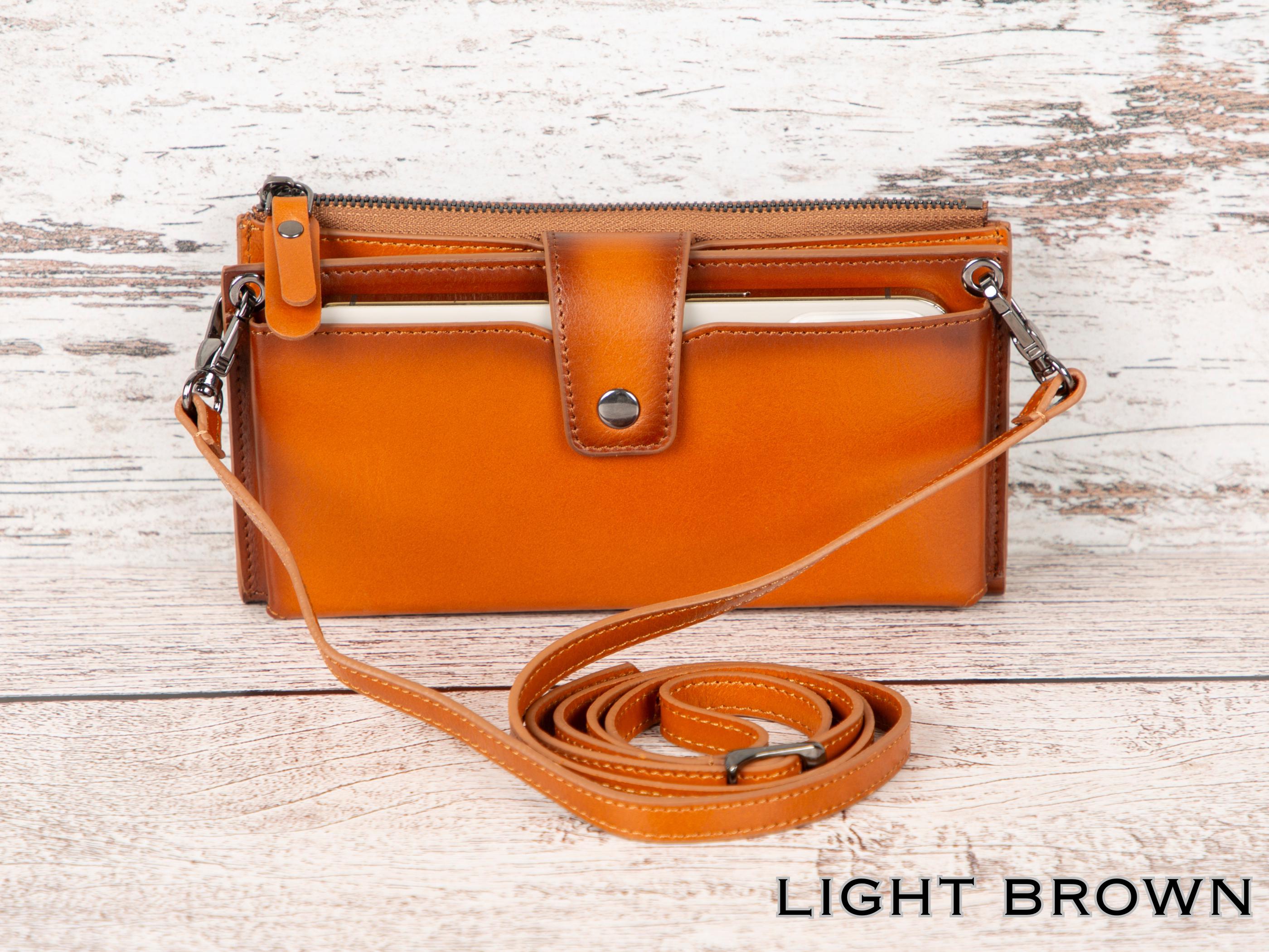 Leather Wallet with Phone Compartment, Modern Travel Accessory, Crossbody Phone Wallet, Leather Bag, Women's Purse