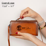 Personalized Leather Crossbody iPhone 17 Wallet, Light Brown Women’s Purse with Strap, Travel Wallet & Card Holder, Stylish Women Purse