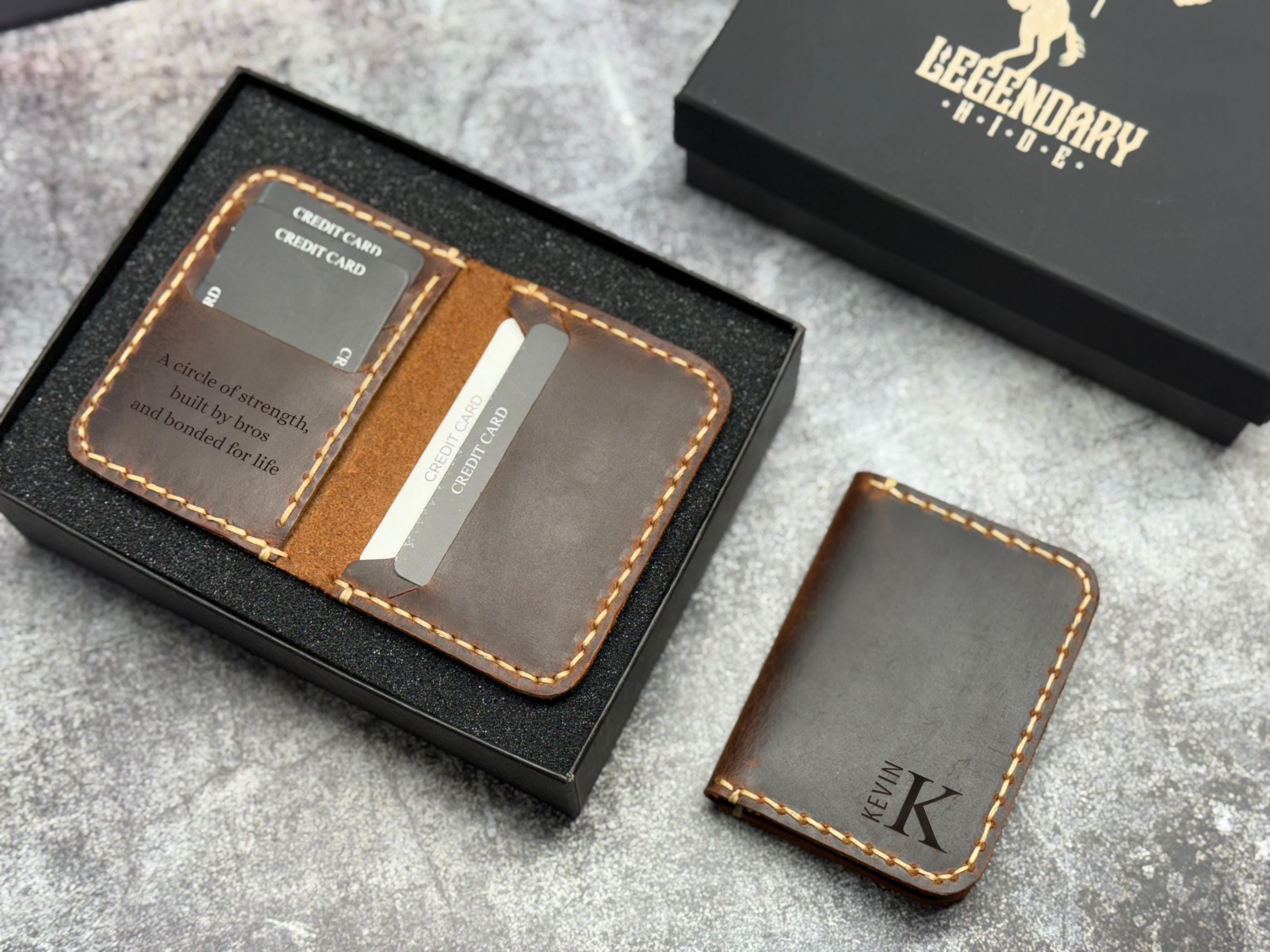 Leather Men's Wallet, Small Front Pocket Wallet, Minimalist Leather Card Holder