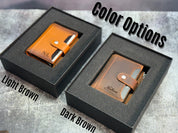 Personalized Leather Wallet for Men, Custom Engraved Bifold with Coin Zipper, ID Window & Card Slots, Name or Logo Gift for Him Husband Dad