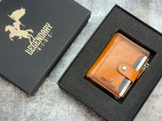 Personalized Leather Wallet for Men, Custom Engraved Bifold with Coin Zipper, ID Window & Card Slots, Name or Logo Gift for Him Husband Dad