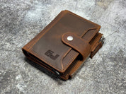 Personalized Leather Wallet for Men, Custom Engraved Bifold with Coin Zipper, ID Window & Card Slots, Name or Logo Gift for Him Husband Dad