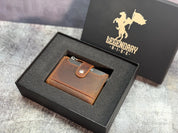 Personalized Leather Wallet for Men, Custom Engraved Bifold with Coin Zipper, ID Window & Card Slots, Name or Logo Gift for Him Husband Dad