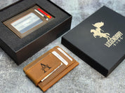 Custom Minimalist Wallet – Personalized Leather Card Holder for Men, Engraved Monogram, Wallet with Money Clip