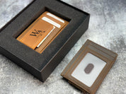Custom Minimalist Wallet – Personalized Leather Card Holder for Men, Engraved Monogram, Wallet with Money Clip