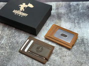 Custom Minimalist Wallet – Personalized Leather Card Holder for Men, Engraved Monogram, Wallet with Money Clip