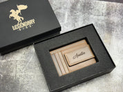 Custom Minimalist Wallet – Personalized Leather Card Holder for Men, Engraved Monogram, Wallet with Money Clip