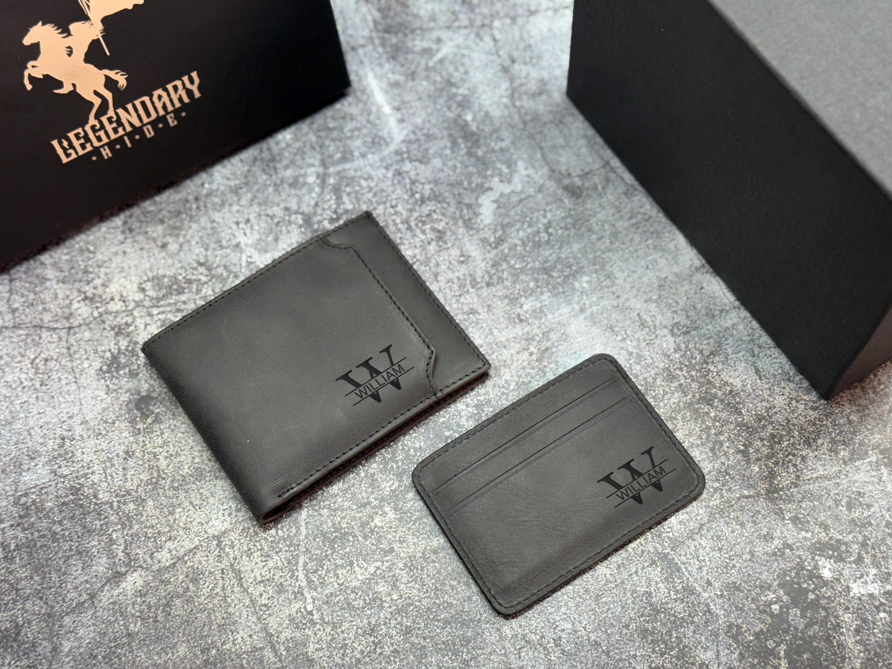 Personalized Leather Gift Set for Him – Belt + Wallet + Gift Box | Removable ID Holder | Anniversary & Birthday Gift, Boyfriend Present