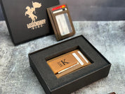 Custom Minimalist Wallet – Personalized Leather Card Holder for Men, Engraved Monogram, Wallet with Money Clip