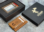 Custom Minimalist Wallet – Personalized Leather Card Holder for Men, Engraved Monogram, Wallet with Money Clip