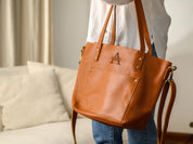 Personalized Leather Tote Bag, Engraved Leather Bag with Monograms, Shoulder Bag, Woman Leather Bag, Gift for Mother, Gift for Her