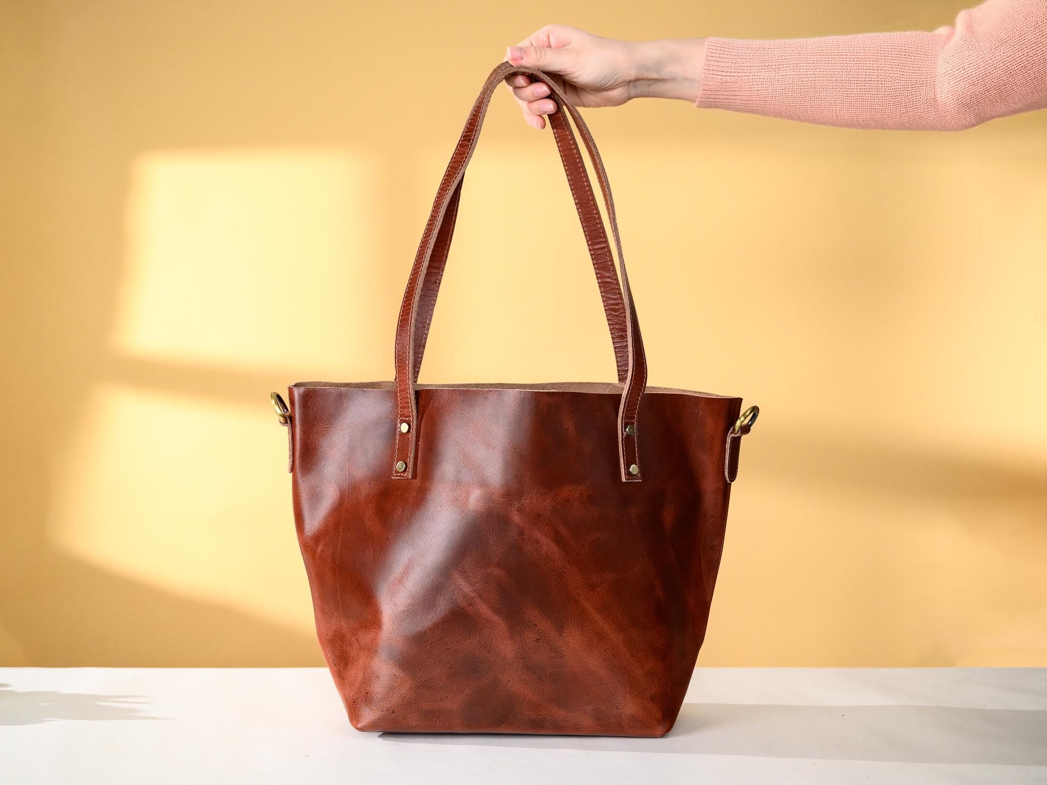 Personalized Leather Tote Bag, Engraved Leather Bag with Monograms, Shoulder Bag, Woman Leather Bag, Gift for Mother, Gift for Her