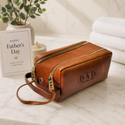 Father’s Day Gift for Dad, Personalized Leather Toiletry Bag, Monogrammed Dopp Kit, Gift for Husband, Gift for Him, Dad Travel Gift