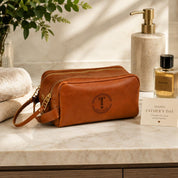 Father’s Day Gift for Dad, Personalized Leather Toiletry Bag, Monogrammed Dopp Kit, Gift for Husband, Gift for Him, Dad Travel Gift