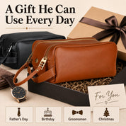 Father’s Day Gift for Dad, Personalized Leather Toiletry Bag, Monogrammed Dopp Kit, Gift for Husband, Gift for Him, Dad Travel Gift