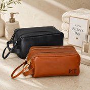 Father’s Day Gift for Dad, Personalized Leather Toiletry Bag, Monogrammed Dopp Kit, Gift for Husband, Gift for Him, Dad Travel Gift