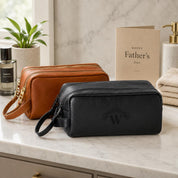 Father’s Day Gift for Dad, Personalized Leather Toiletry Bag, Monogrammed Dopp Kit, Gift for Husband, Gift for Him, Dad Travel Gift