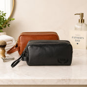 Father’s Day Gift for Dad, Personalized Leather Toiletry Bag, Monogrammed Dopp Kit, Gift for Husband, Gift for Him, Dad Travel Gift