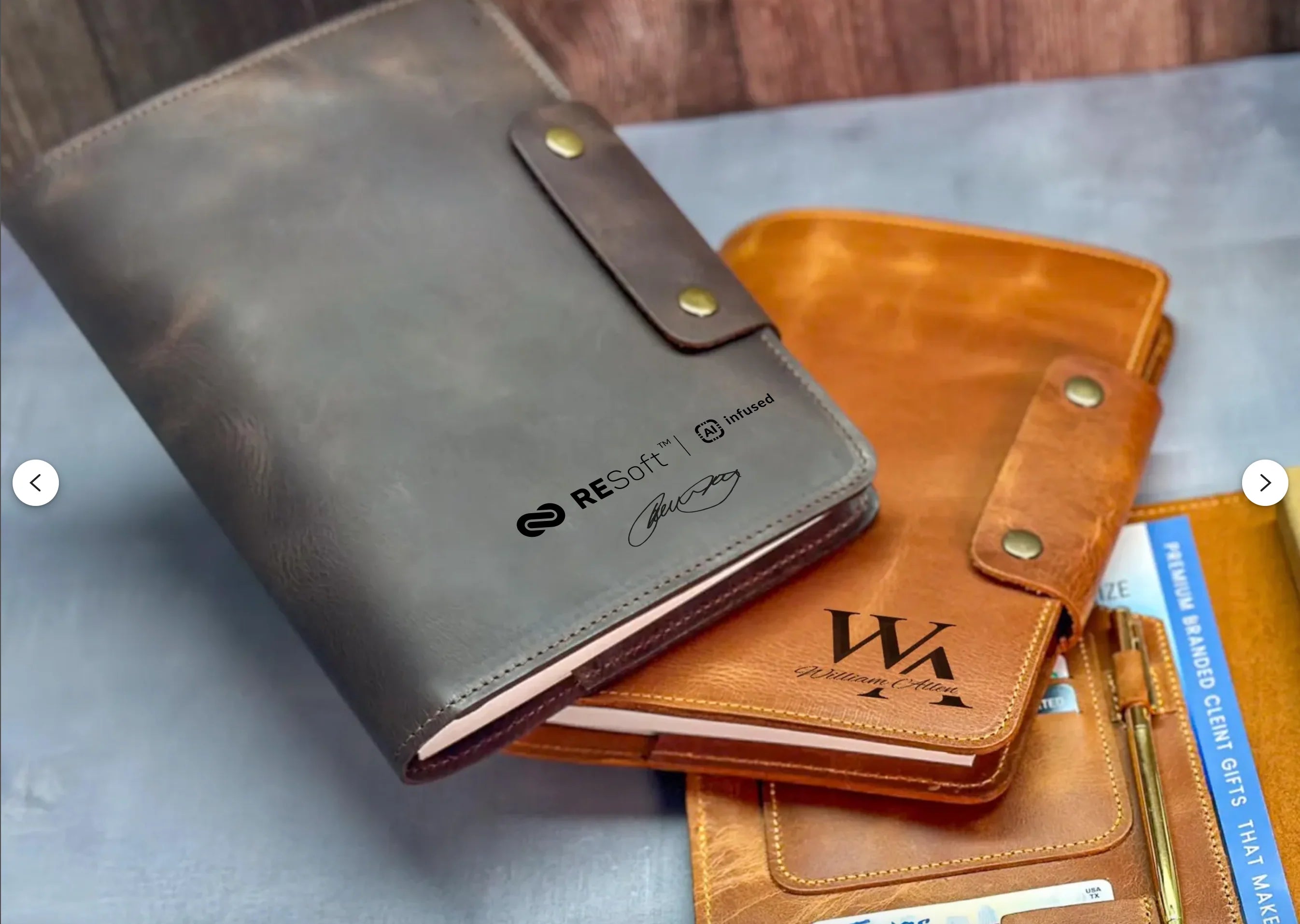 Dark Brown Leather Journal W Lined Notebook + Engraved Pen + Gift Box