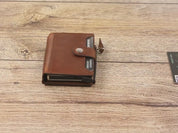 Personalized Mens Wallet, Leather Wallet with Zipper Pouch, Mechanical Card Holder, Modern Travel Accessory