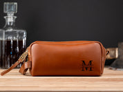 Personalized Groomsmen Gift, Monogrammed Leather Toiletry Bag, Personalized Dopp Kit, Men's Wedding Gift, Unique Bestman Present,