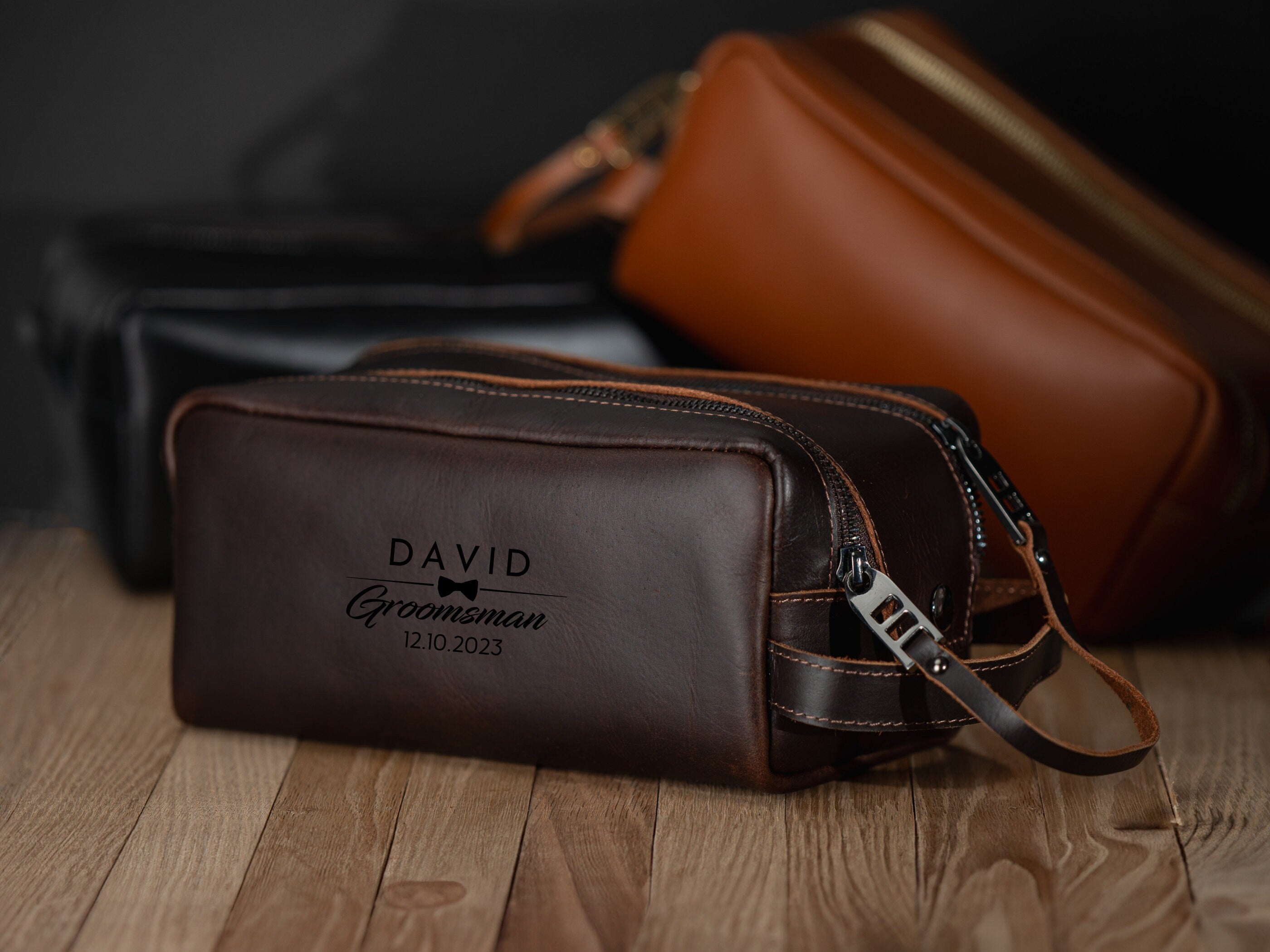 Personalized Groomsmen Gift, Monogrammed Leather Toiletry Bag, Personalized Dopp Kit, Men's Wedding Gift, Unique Bestman Present,